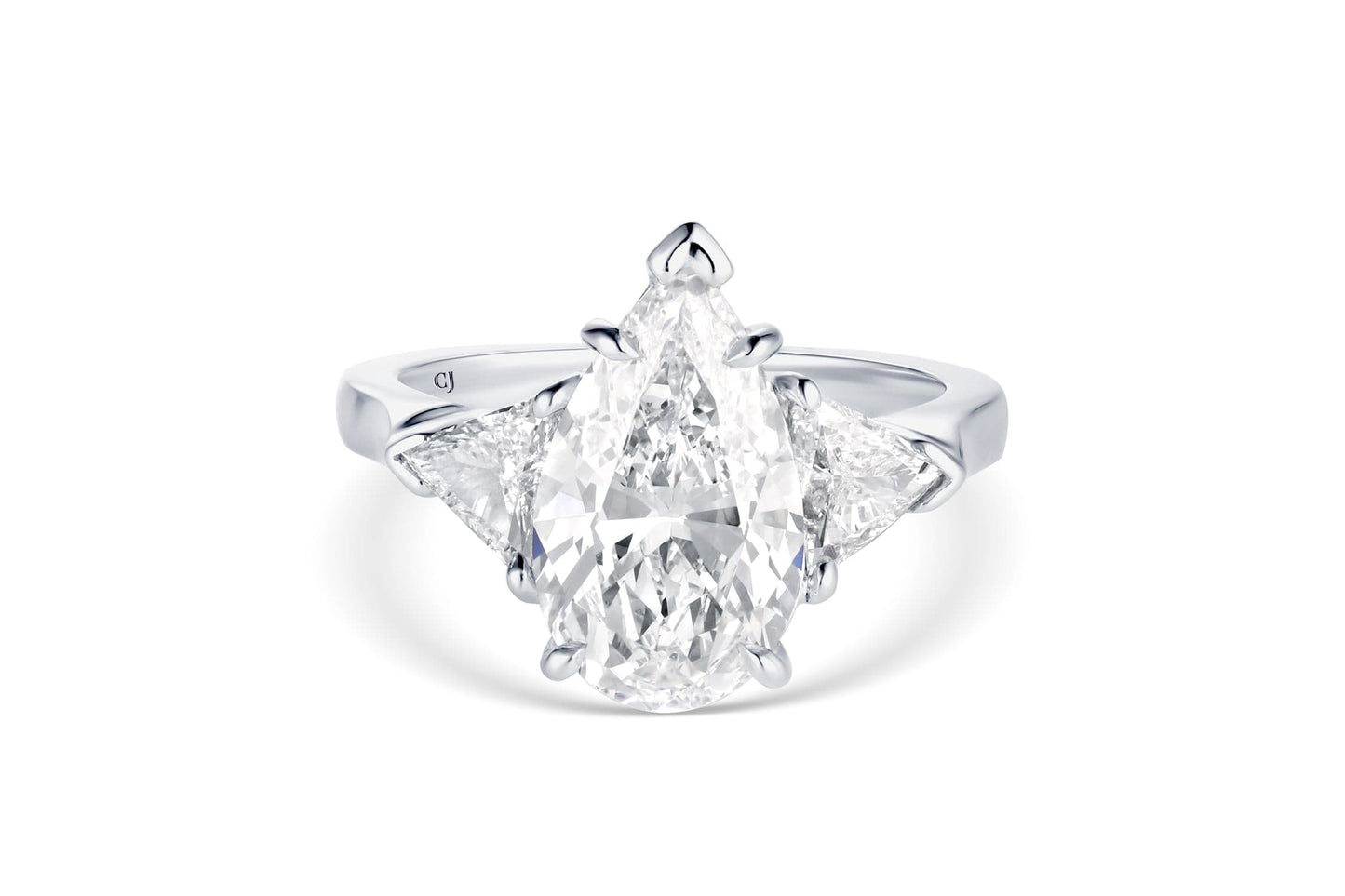 Platinum Pear-Shaped Three-Stone Diamond Ring