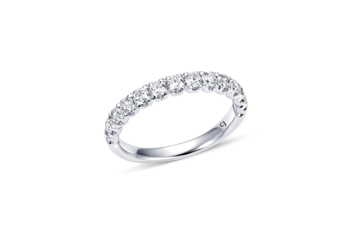 18K White Gold Diamond Halfway Band