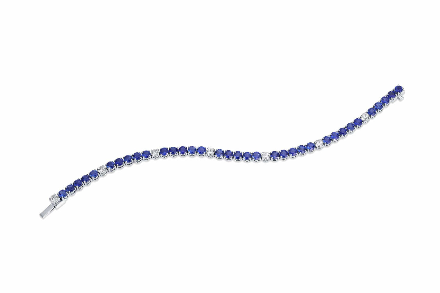 Platinum Sapphire & Diamond Tennis Bracelet