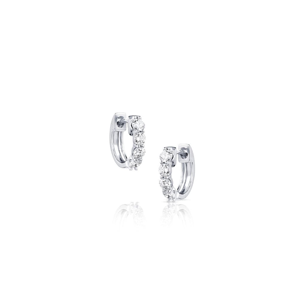 18kt White Gold 0.70ctw Diamond Small Huggie Earrings
