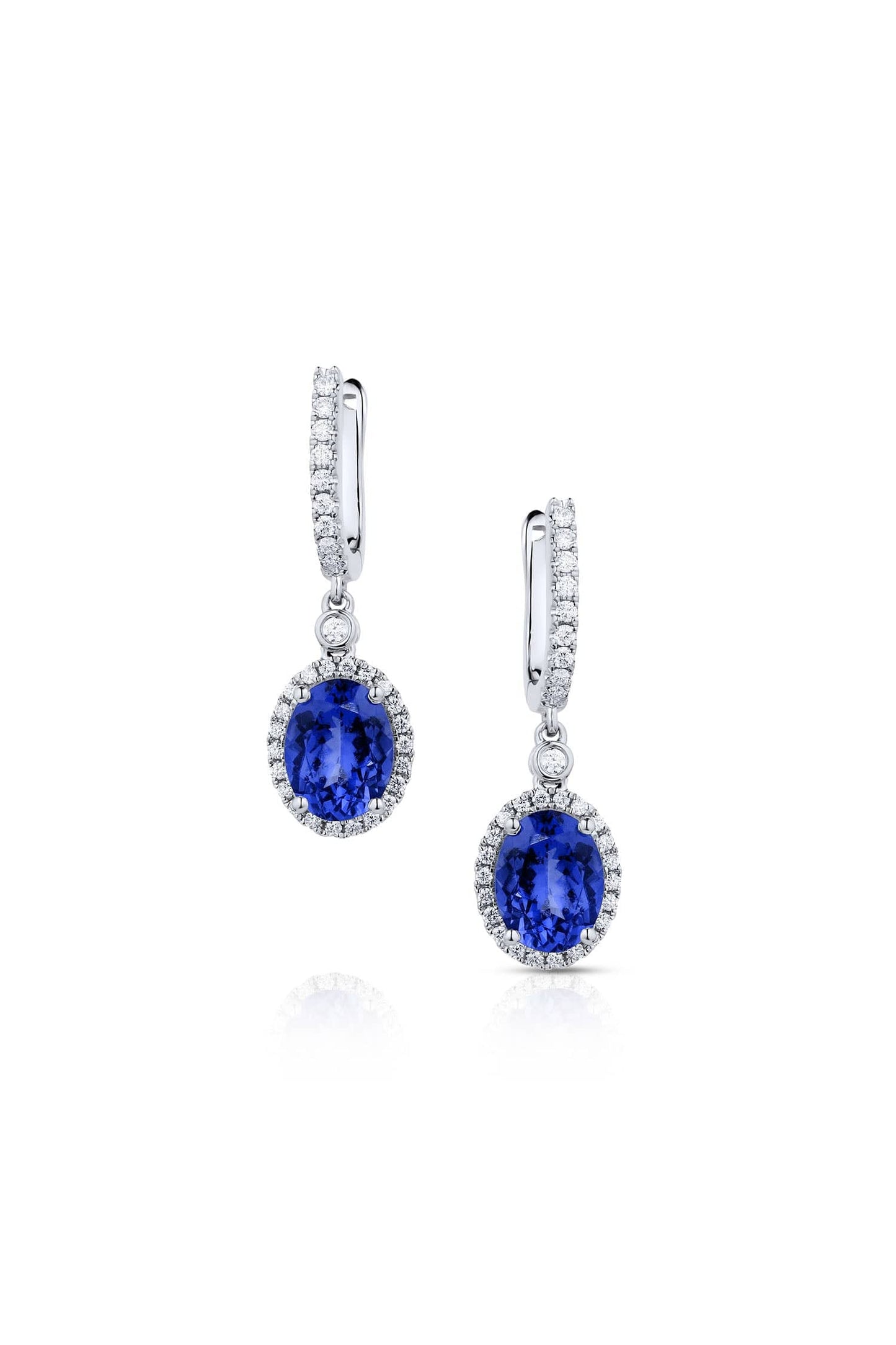 18K White Gold Diamond & Tanzanite Drop Earrings
