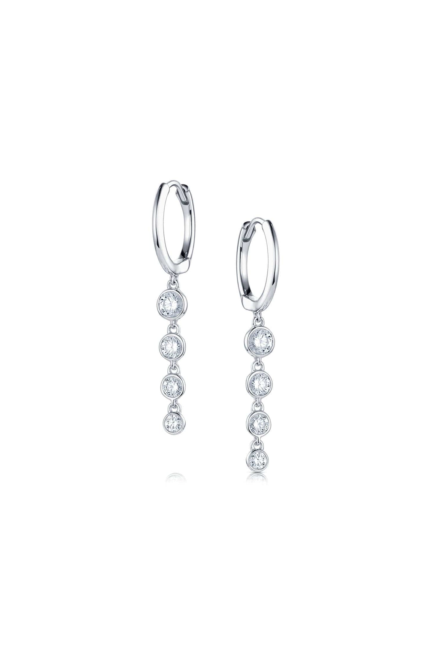 18K White Gold Diamond Dangles Earrings