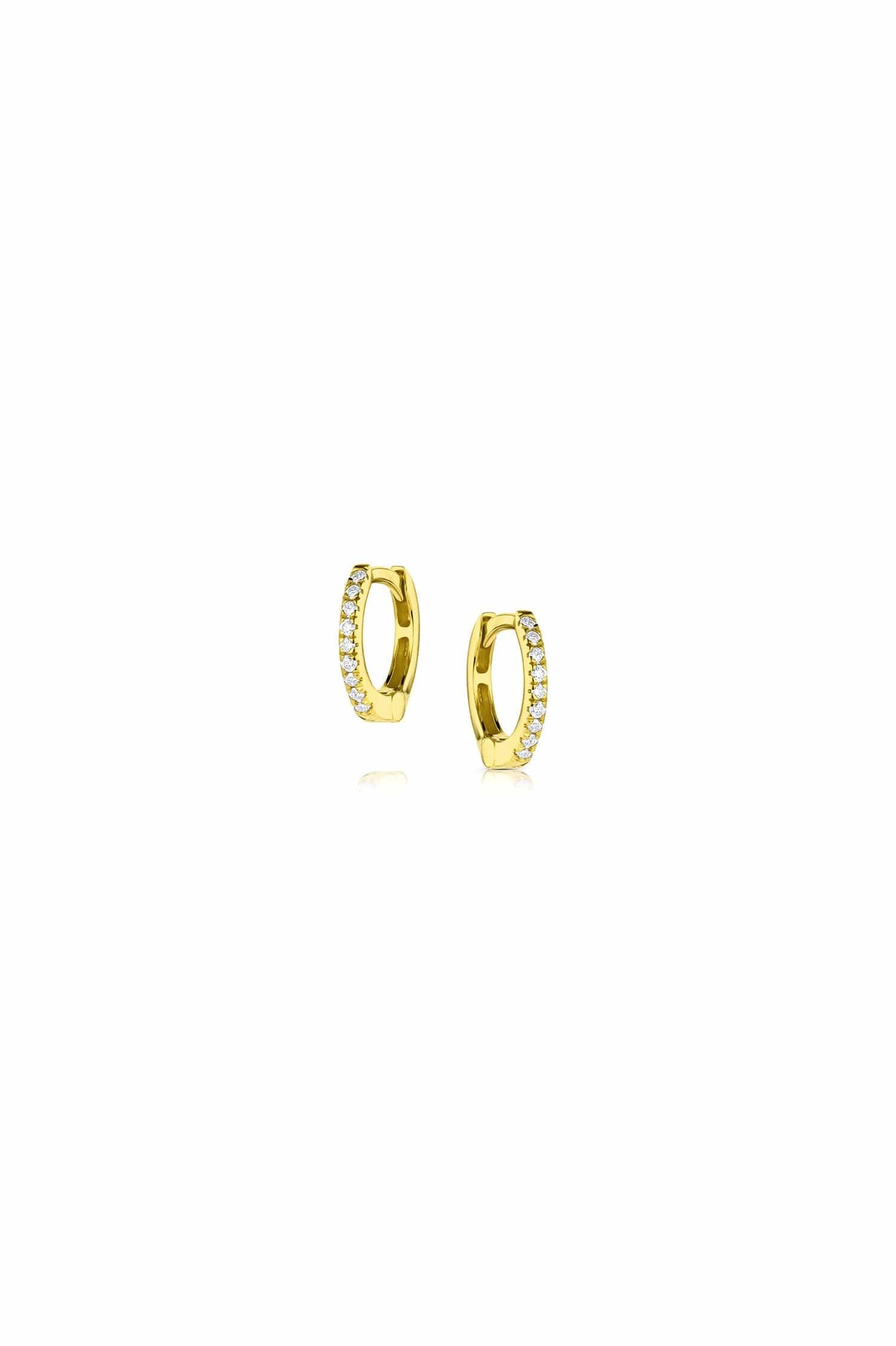 18K Yellow Gold Diamond Mini Huggie Hoop Earrings