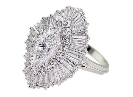 Platinum 2ct Marquise Diamond Ballerina Ring