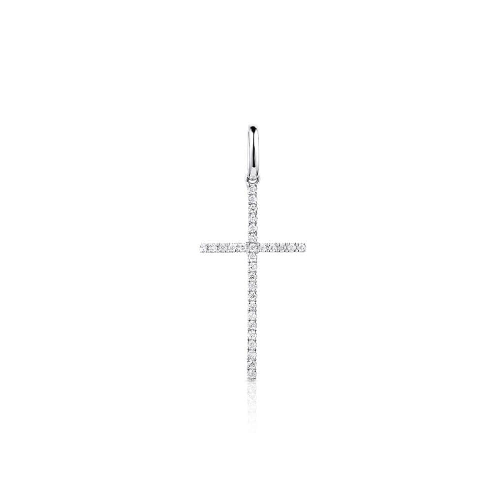 18kt White Gold 30 Diamond Cross Pendant