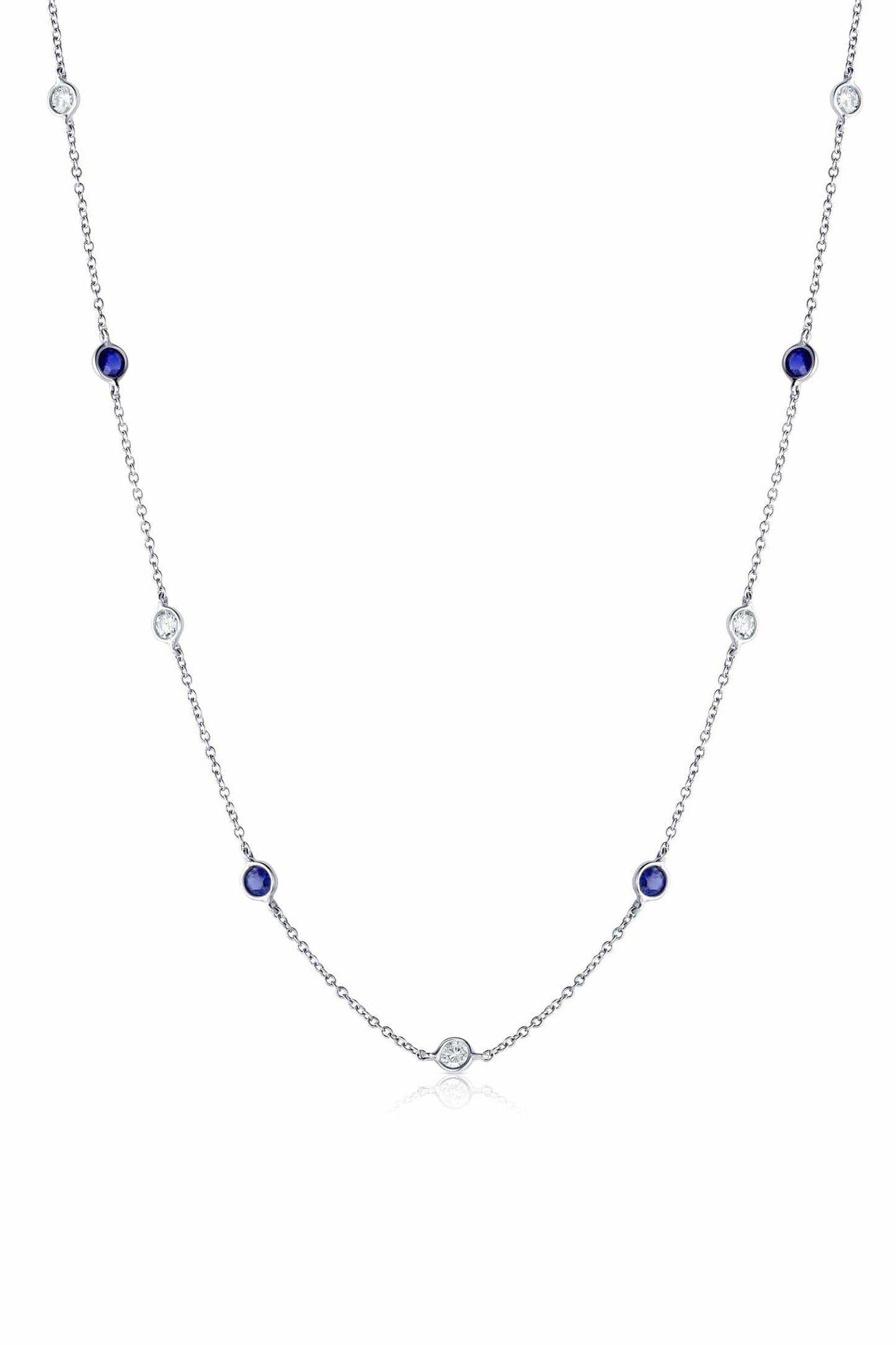 Platinum Sapphire & Diamond By-the-Yard Necklace