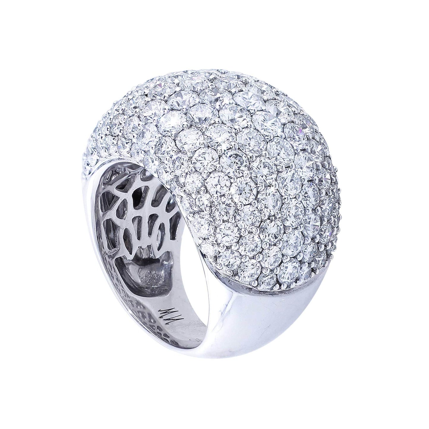 18k White Gold Tapering Pave Set 8.25ctw Diamond Ring