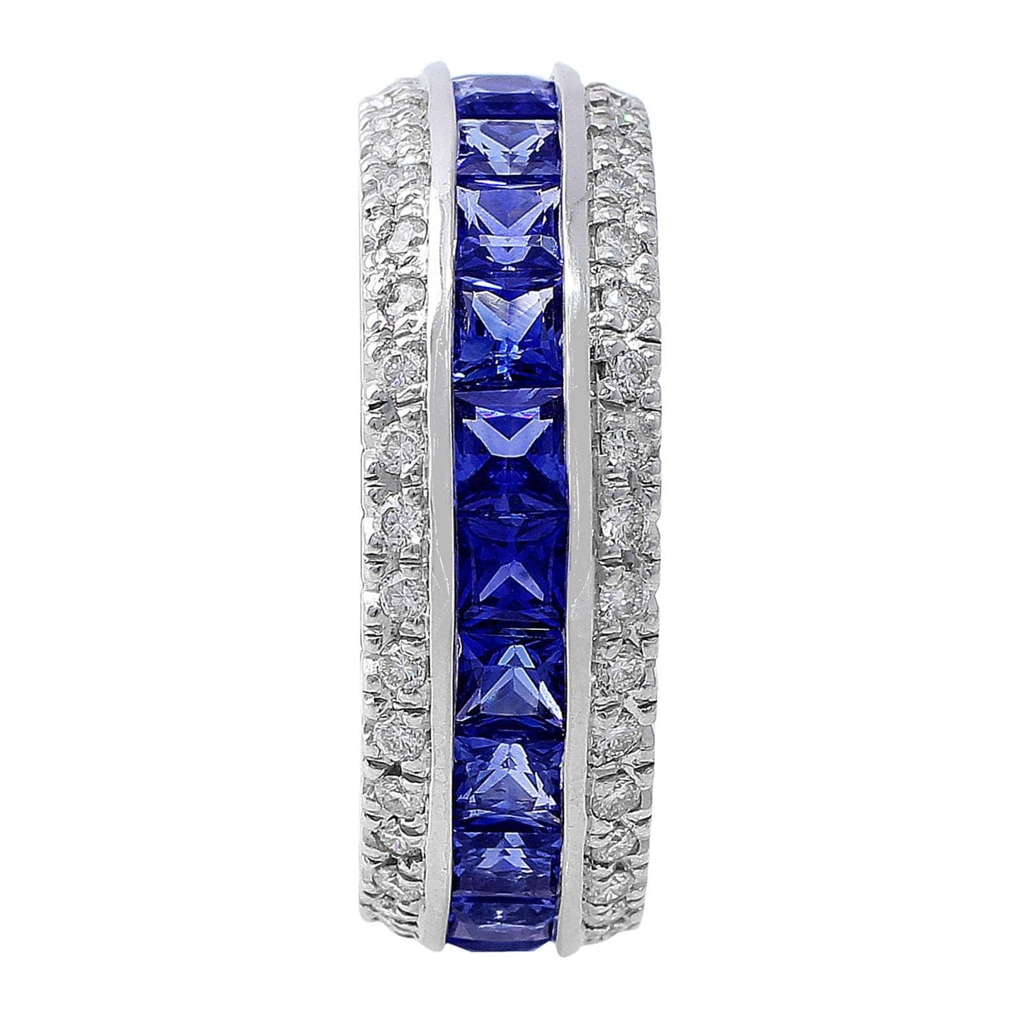 18k White Gold Sapphire Diamond Eternity Band Rings