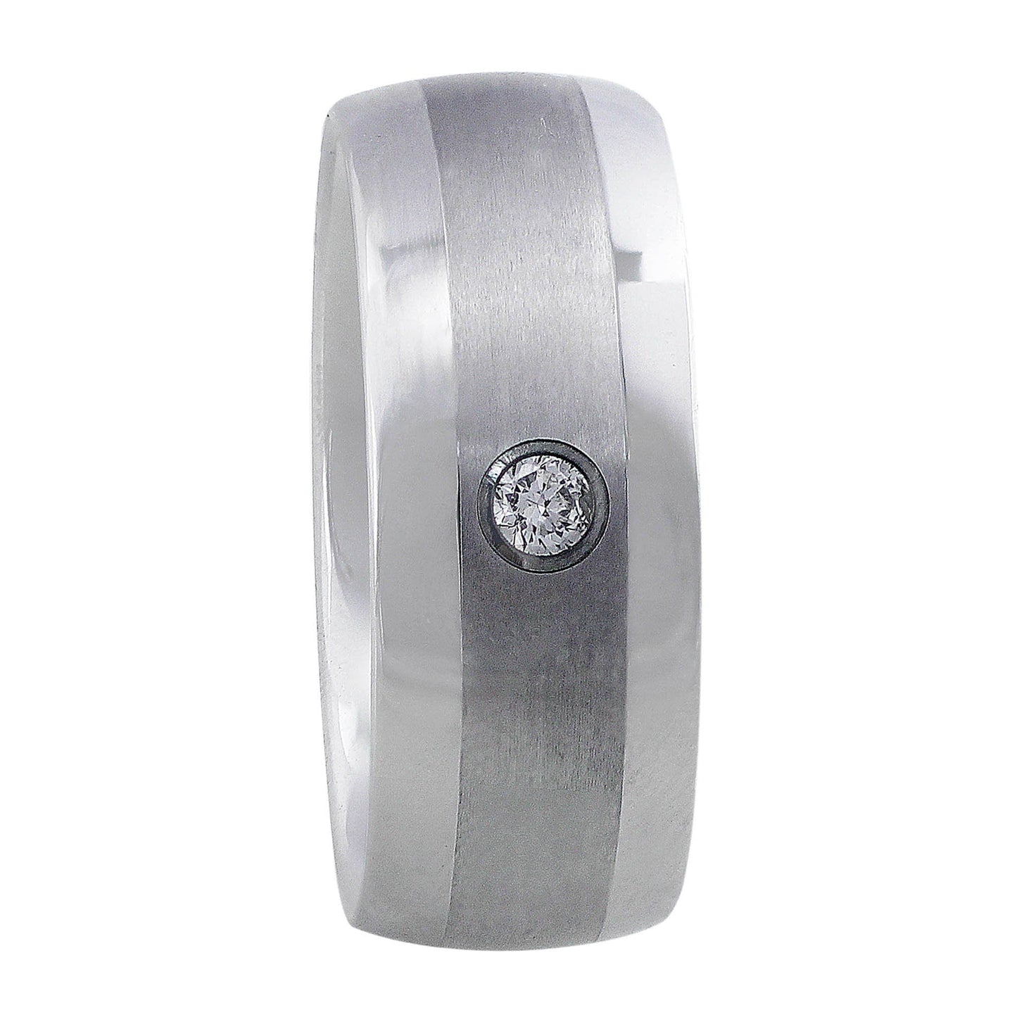 Tungsten Carbide Satin & Polished Diamond Band