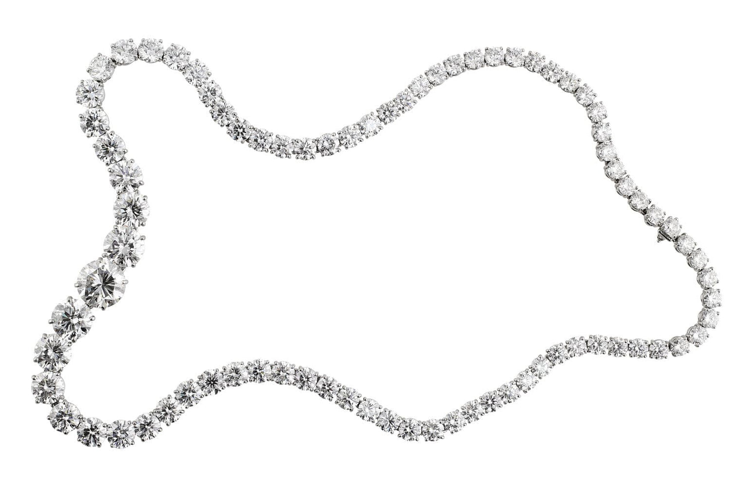 Rivière Platinum 54ctw Diamond Graduated Necklace