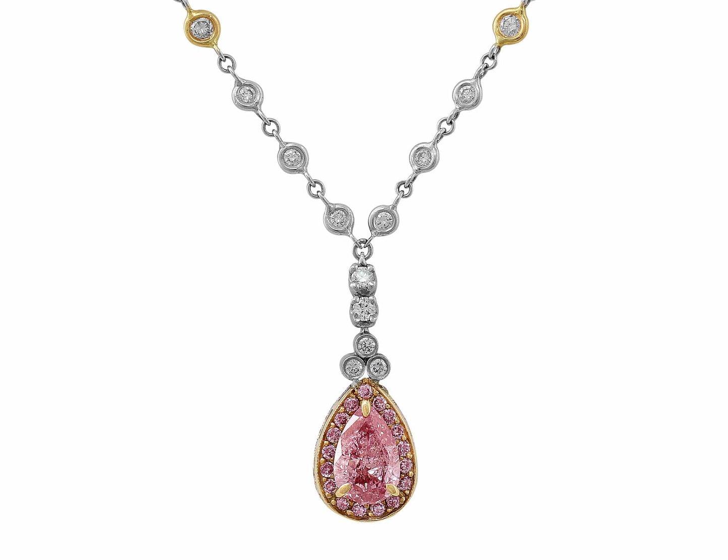18k Gold Fancy Intense Pink Diamond Necklace