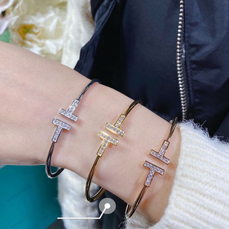 18K Celestial T Diamond Wire Bracelet