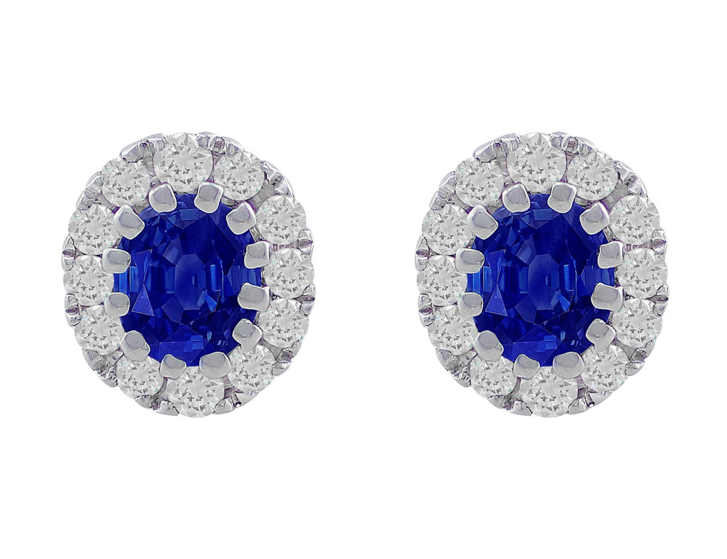 18kt White Gold Oval Sapphire Studs