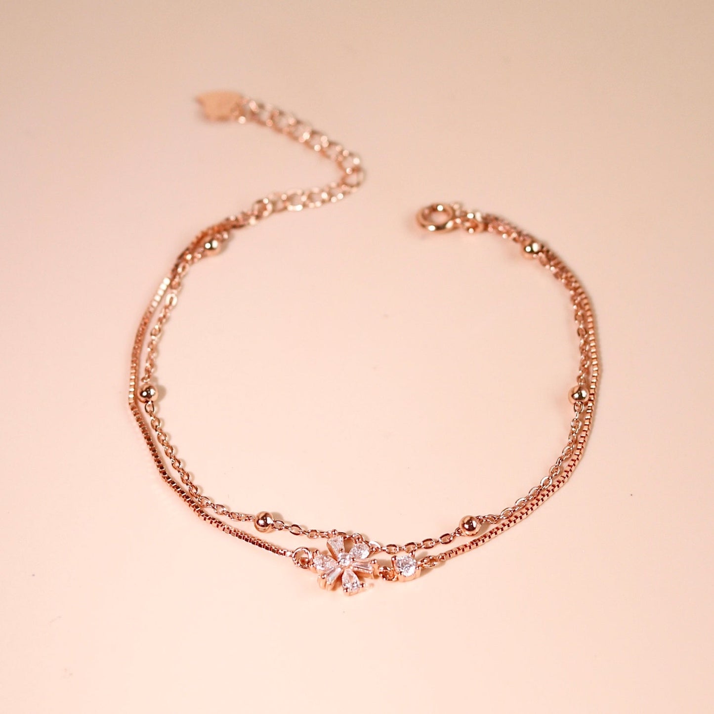 ELVORIA Yeri Dual-Tone Bracelet – Rose Gold & Platinum Plated 925 Sterling Silver