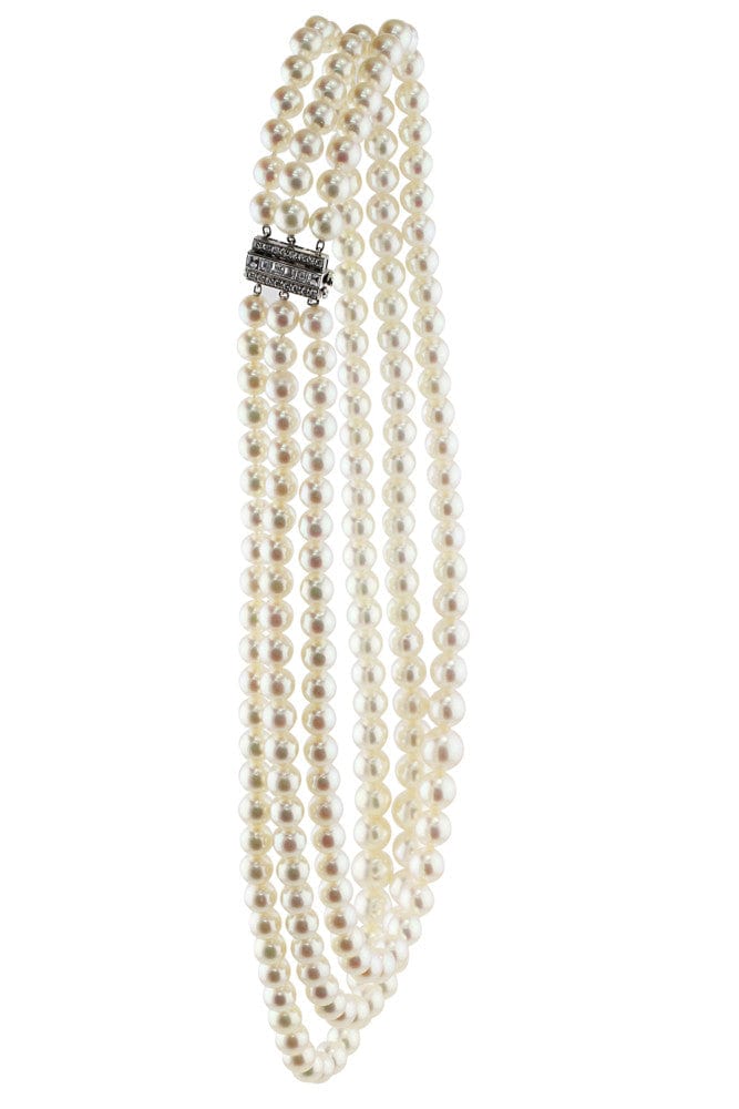Tiffany & Co. Estate 18k White Gold Pearl Necklace