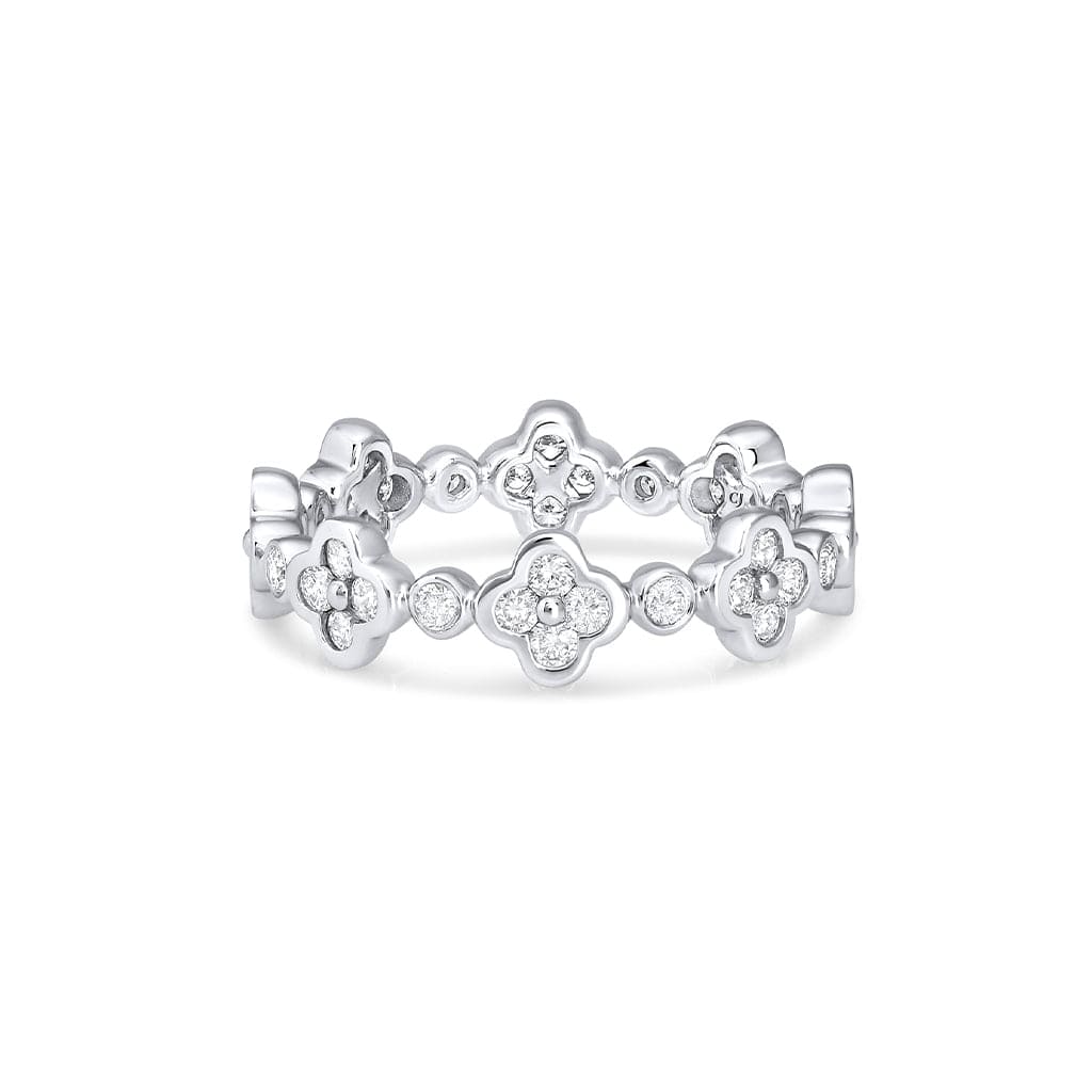 18KT WHITE GOLD FLOWER DIAMOND ETERNITY BAND