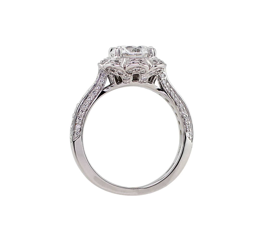 Ritani 18k White Gold Floral Diamond Ring