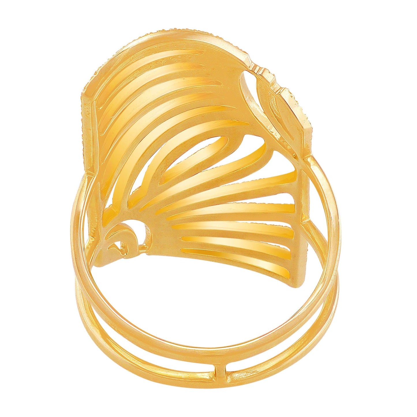 18 Karat Yellow Gold Diamond Slanted Rectangular Openwork Ring
