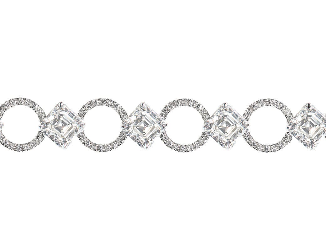 Daniel K Platinum Asscher Diamond Bracelet