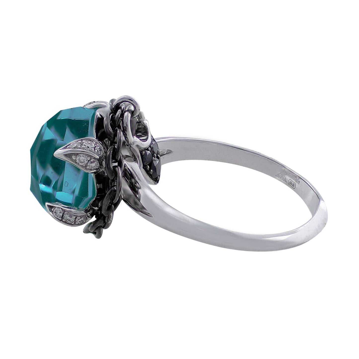 Stephen Webster 18k White Gold Green Agate Diamond Ring