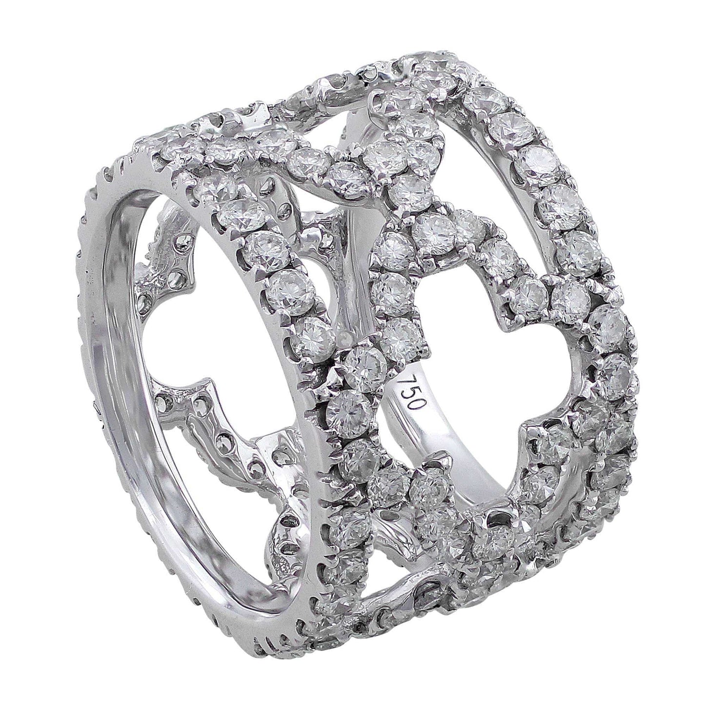 18k White Gold Floral Pave Diamond Ring