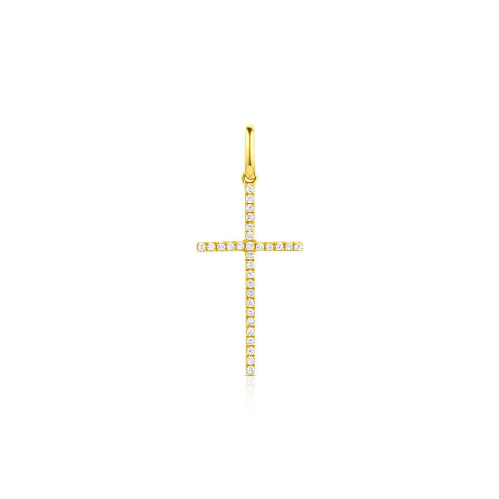18kt Yellow Gold 30 Diamond Cross Pendant