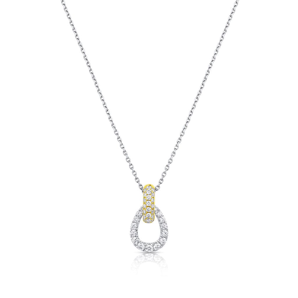 18kt White and Yellow Gold 0.47ctw Diamond Pear-Shaped Pendant Necklace