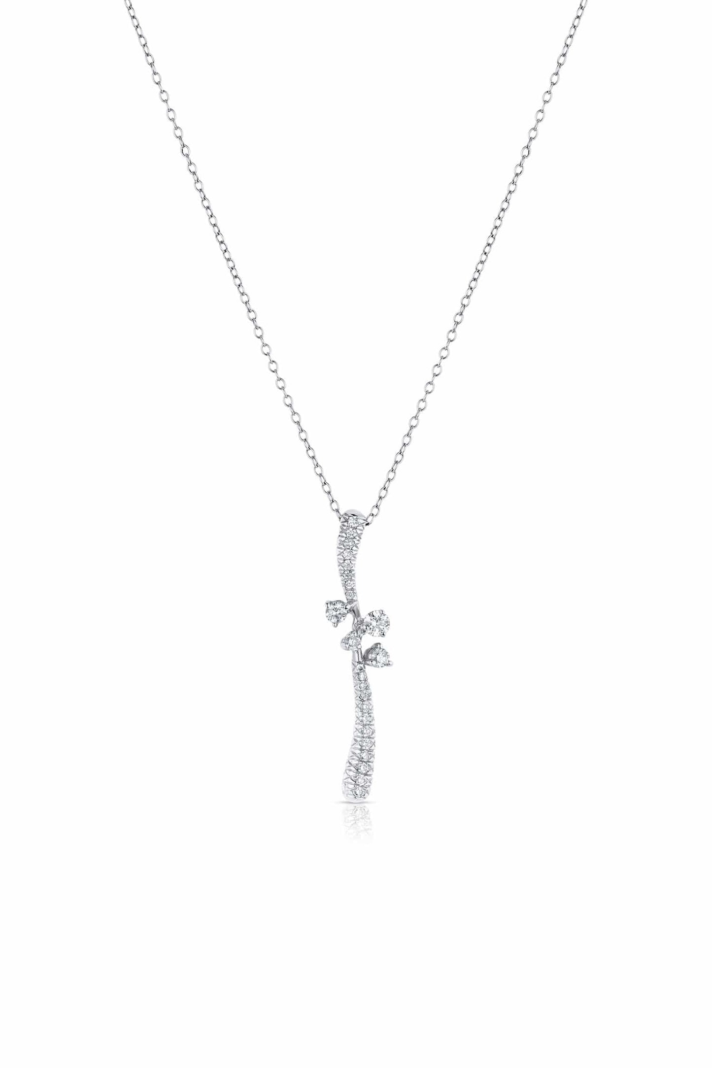 18K White Gold Organic Pavé Diamond Drop Pendant