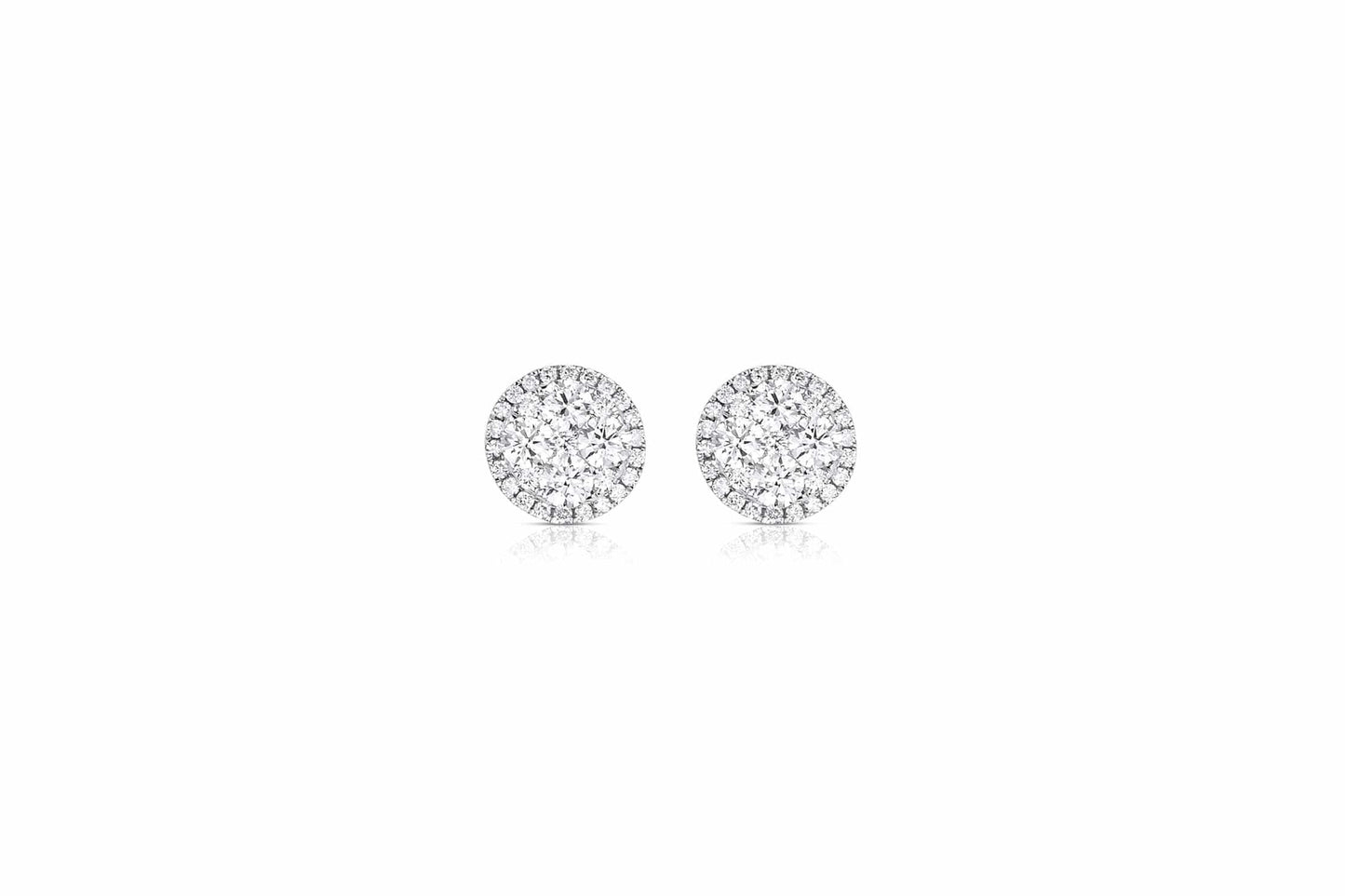 18K White Gold Diamond Cluster Stud Earrings
