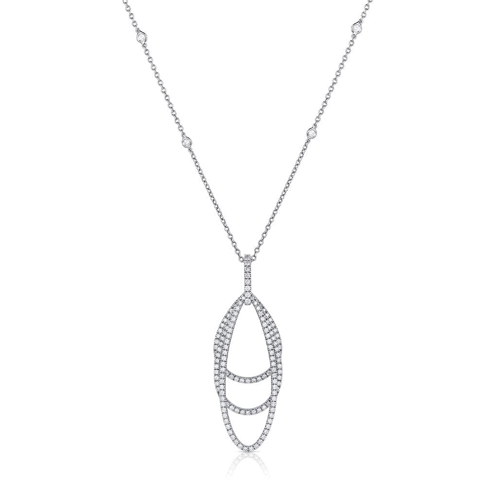 Estate Gregg Ruth 18kt White Gold Diamond Oval Pendant
