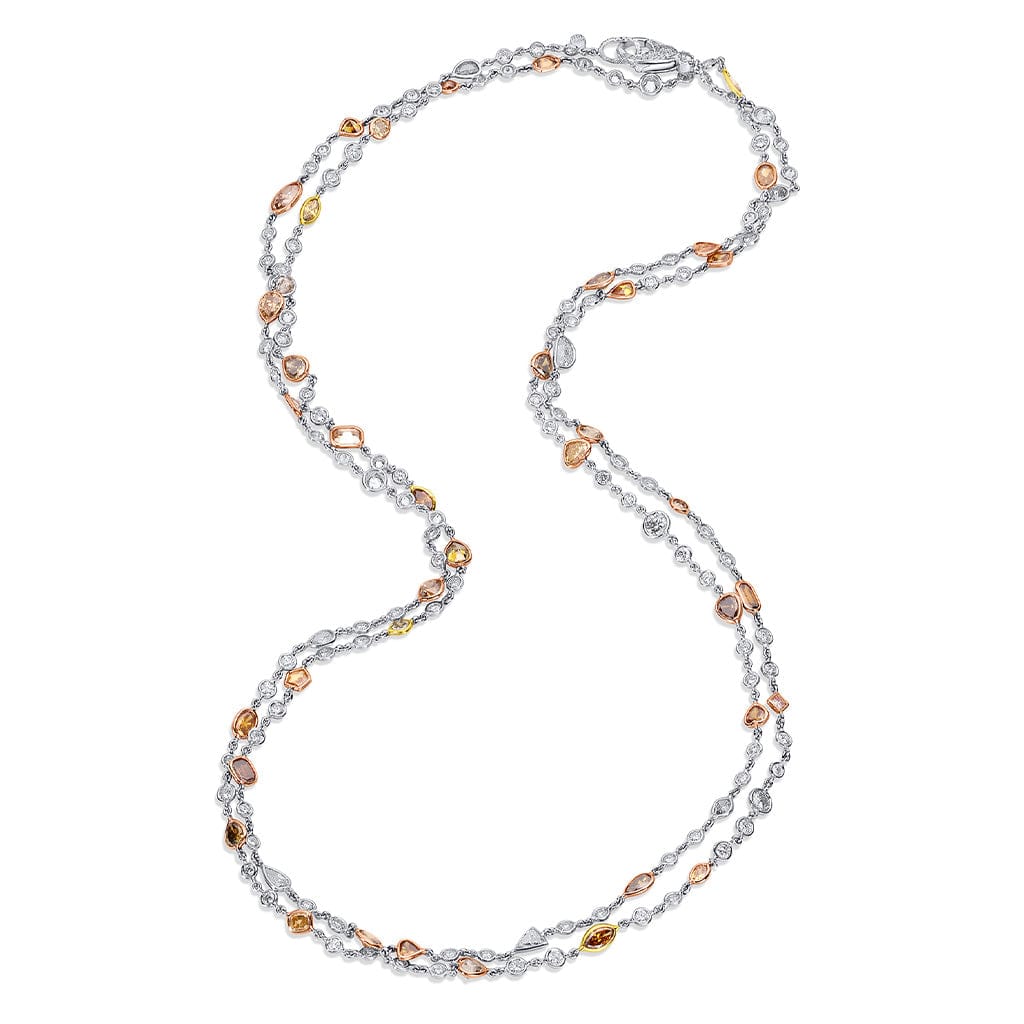 Rivière Platinum 18kt Gold 25.84ctw Multicolor Diamond 50" Long Necklace