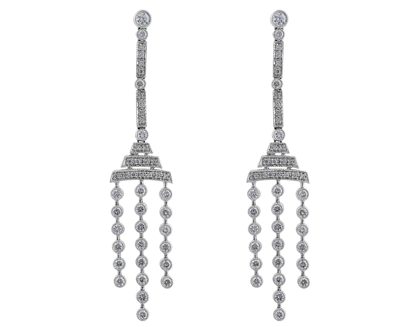 Platinum Diamond Art Deco Drop Earrings