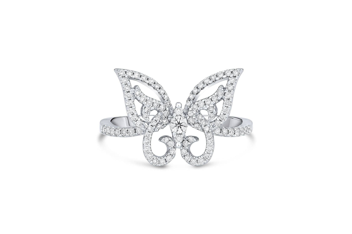 18kt White Gold 0.38ctw Diamond Butterfly Ring