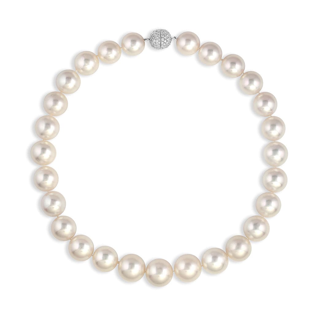 Platinum 15mm - 17.5mm South Sea Pearl Diamond Necklace