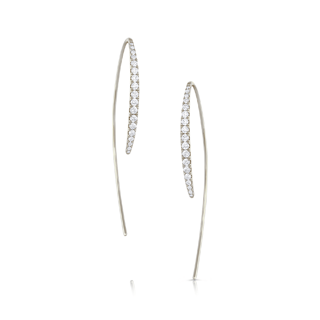 18k White Gold 0.74ctw Hook Trough Earrings