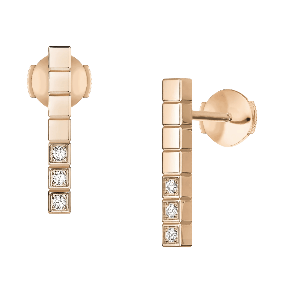 Ice Cube Rose Gold Half-Set Diamonds Earrings