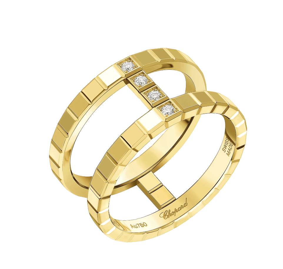 Ice Cube Yellow Gold Diamond Ring
