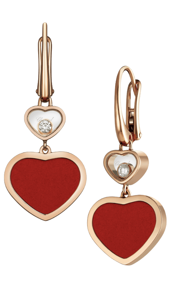 Happy Hearts Drop Earrings Red Stone