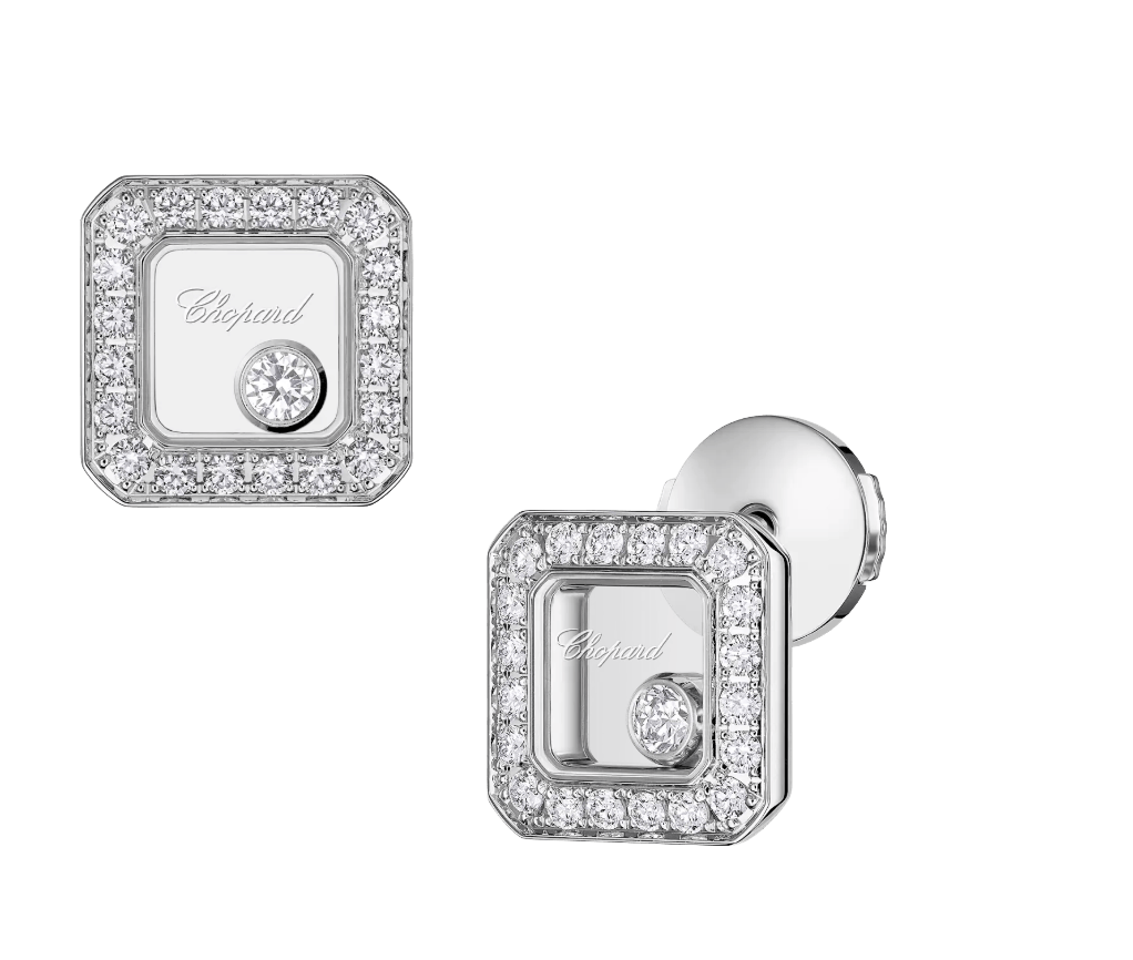 Happy Diamonds Icons Square Earrings White Gold