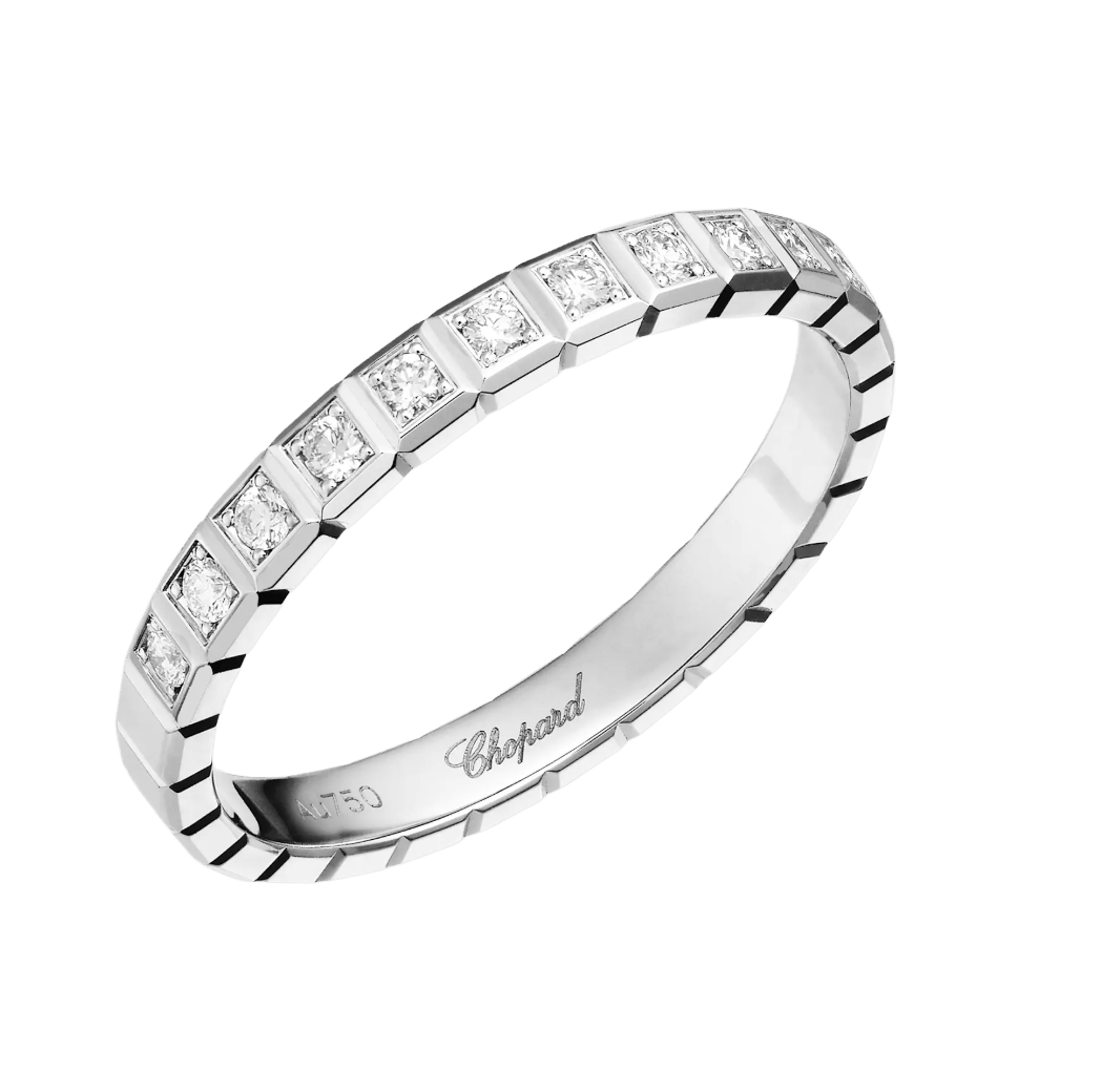 Ice Cube Half-Set Diamond Ring White Gold