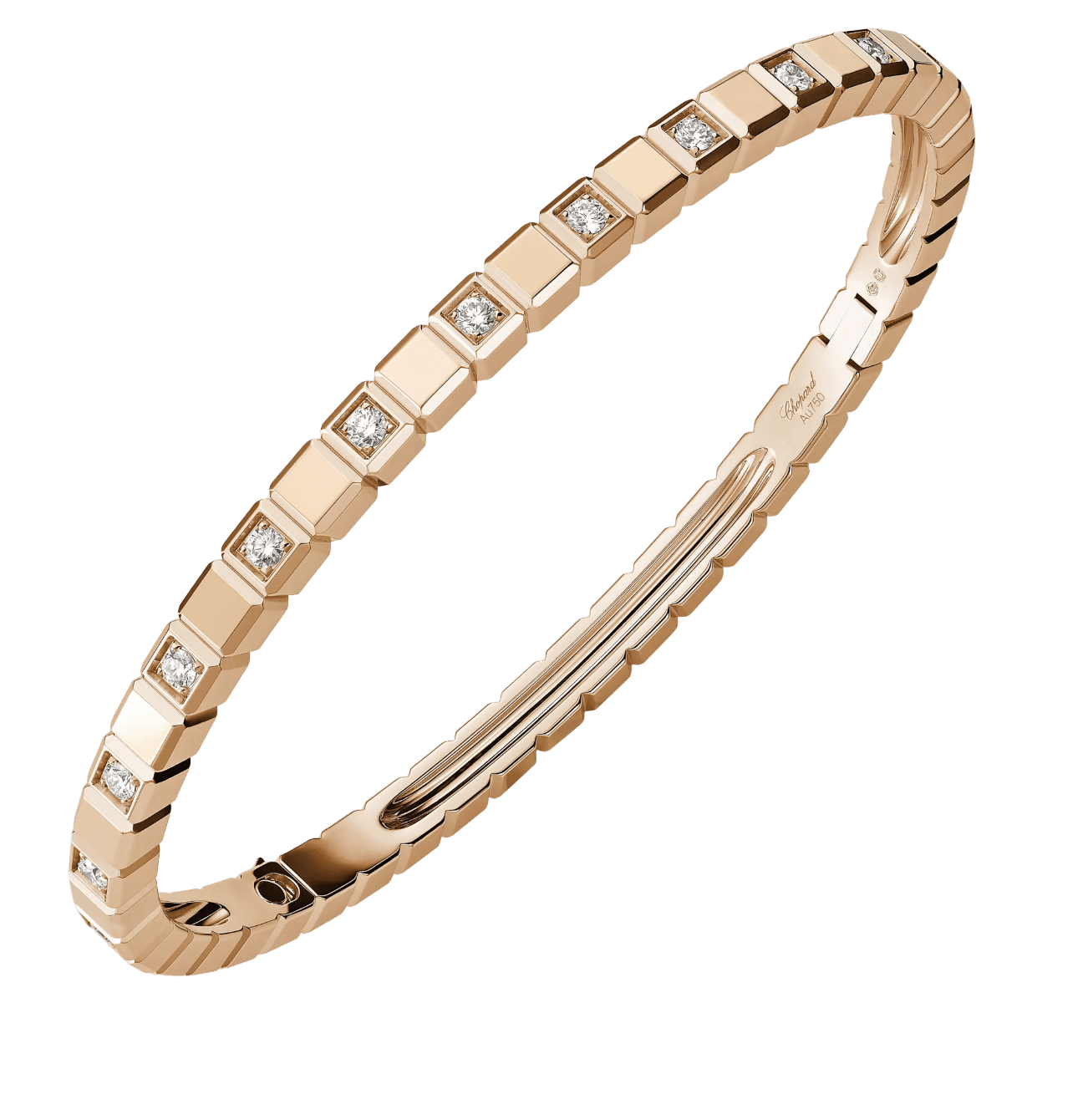 Ice Cube Rose Gold Half-Set Diamond Bangle Bracelet