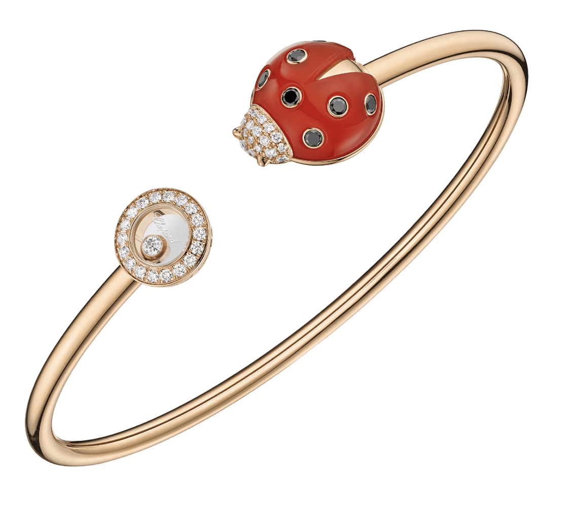 Happy Diamonds Ladybird Bangle Bracelet Carnelian