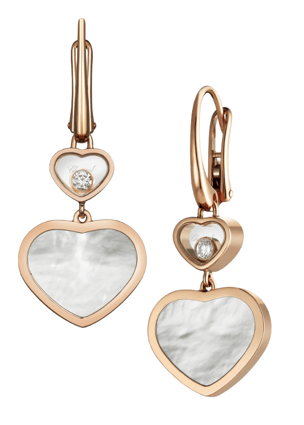 Happy Hearts Drop Earrings Rose Gold