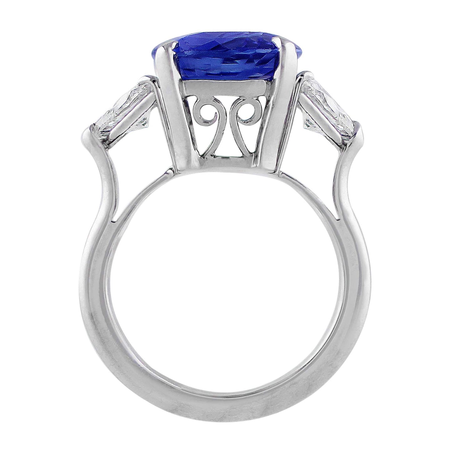 Platinum 7ct Ceylon Sapphire Pear Diamond Ring