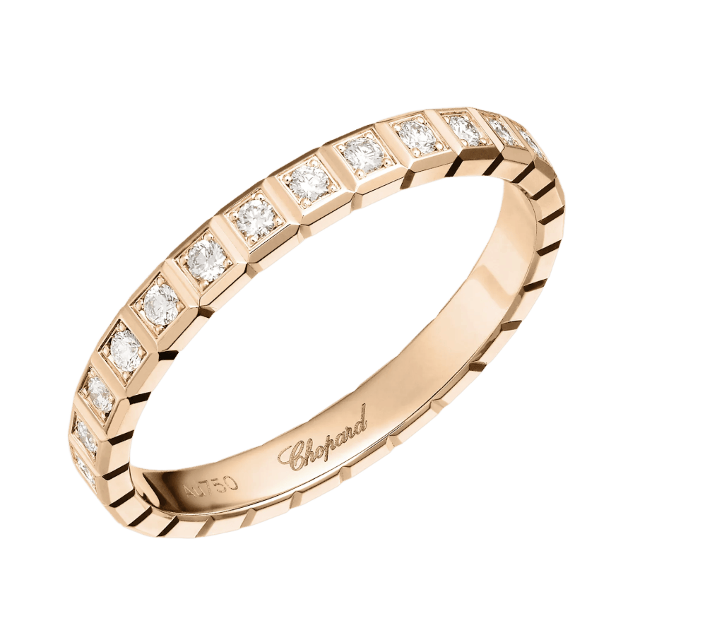 Ice Cube Full-Set Diamond Ring Rose Gold