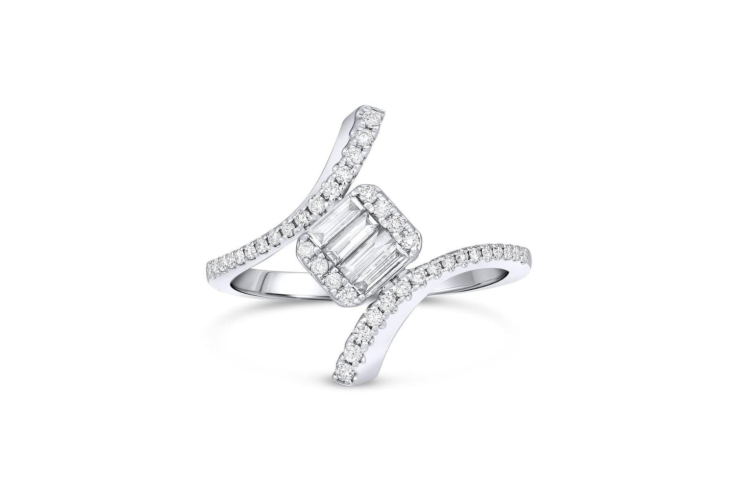 18KT WHITE GOLD BYPASS DIAMOND RING