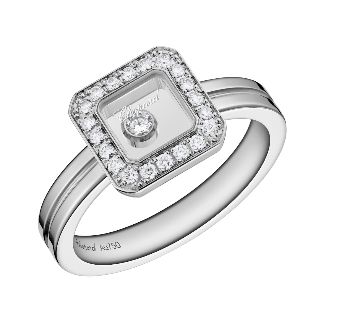 Happy Diamonds Icons Square White Gold Ring