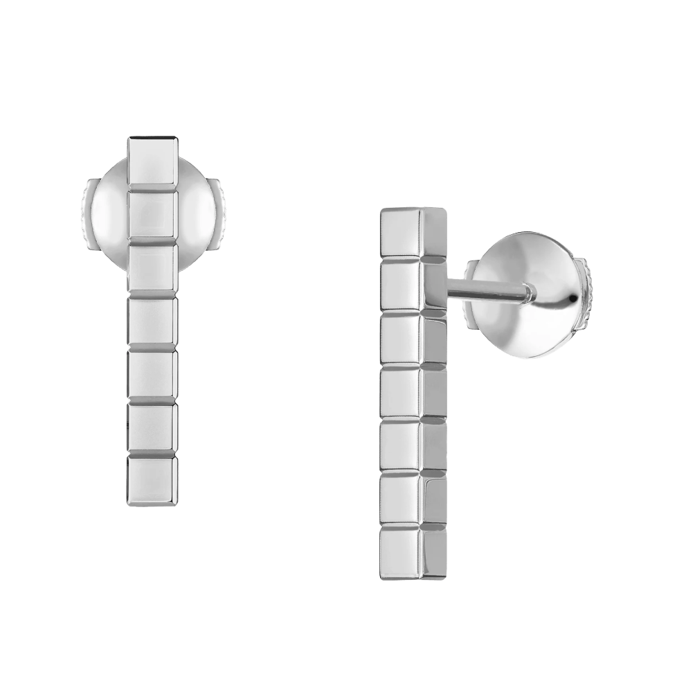 Ice Cube White Gold Earrings