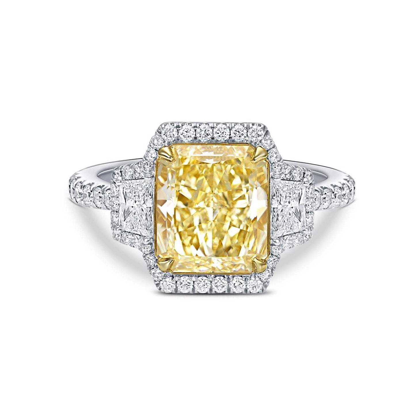 Platinum 3.15 ct Fancy Yellow Princess Diamond Ring, GIA Certified