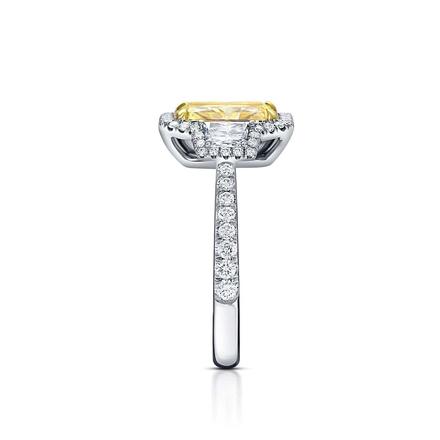 Platinum 3.15 ct Fancy Yellow Princess Diamond Ring, GIA Certified
